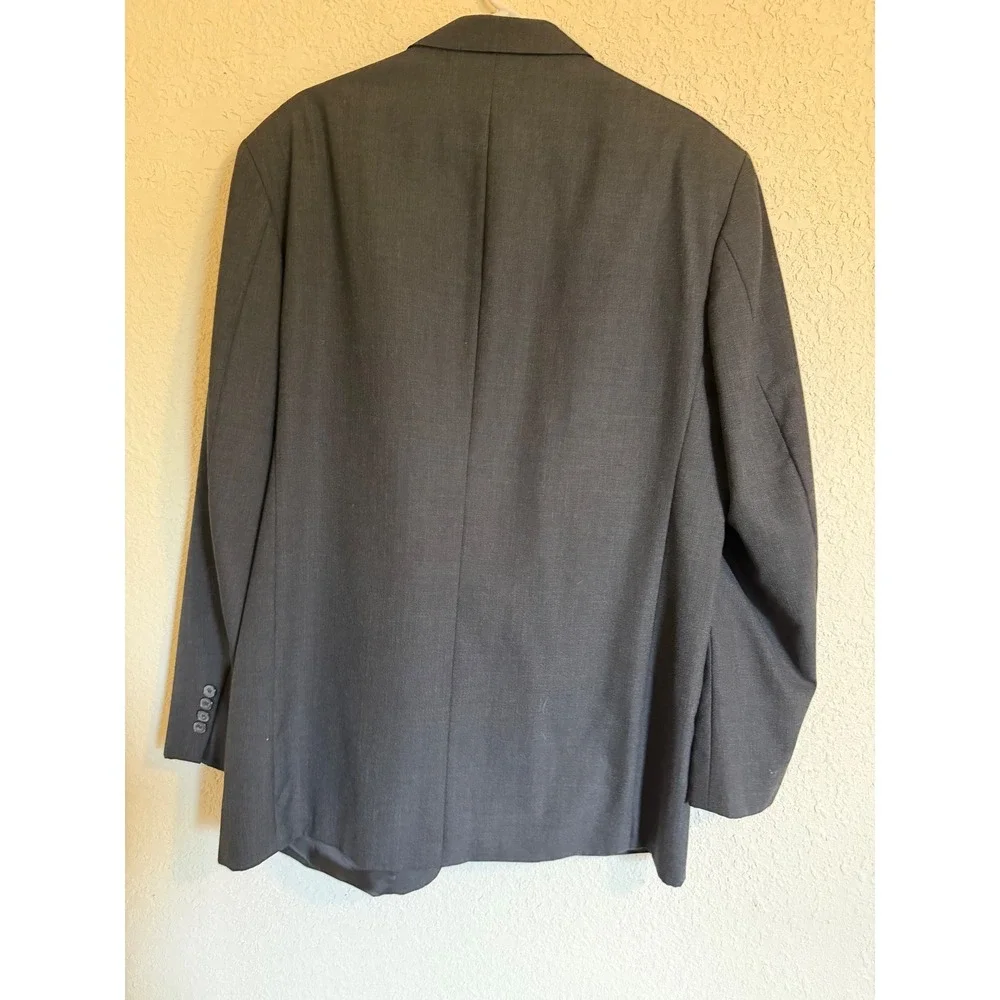 Lands End Mens 44 Long Charcoal Gray 100% Wool 3 Button Blazer Made in USA